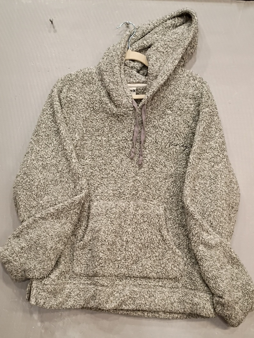 Hurley Heather XL Gray Sherpa Pullover Hoodie - Light Gray